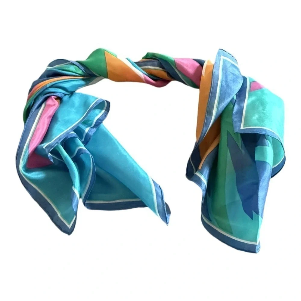 Watercolor Leaf Square Scarf Neck Scarf Bag Wrap Bright Color Light Weight